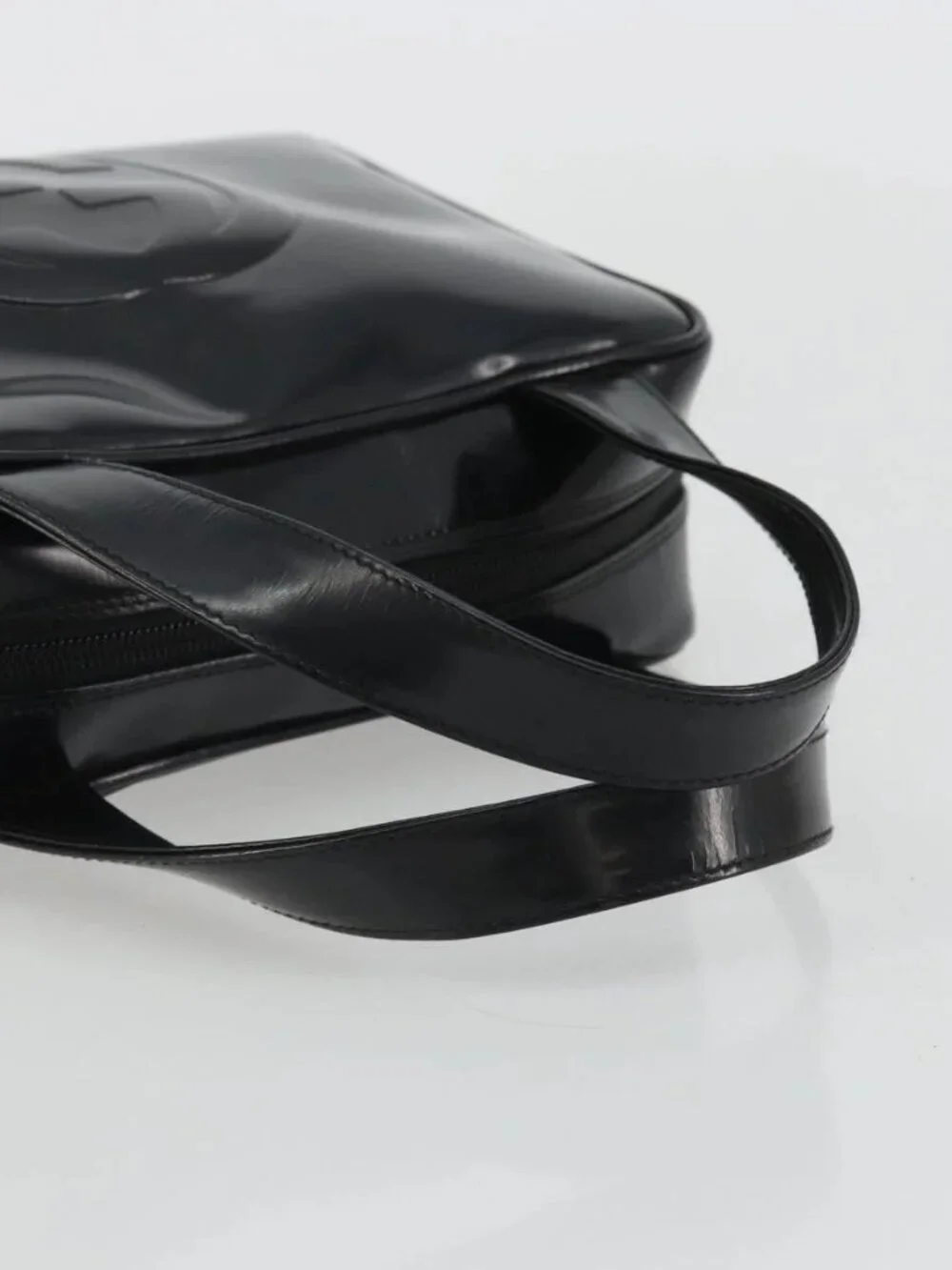 GUCCI Hand Bag Patent leather Black Silver 000 2058 0505 Auth 175262